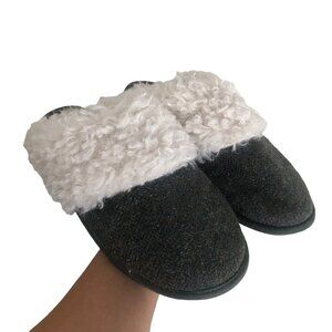 Aran Woolen Mills Womens Green Tweed Fluffy Soft Cozy Wool Slippers Size Large